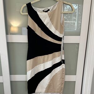 White House Black Market Black and Tan Swirl Mini Dress